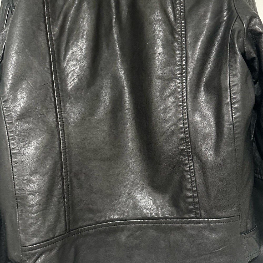 AllSaints Renzo Lamb Leather Biker Jacket Men’s Large Color Black. - Picture 9 of 11